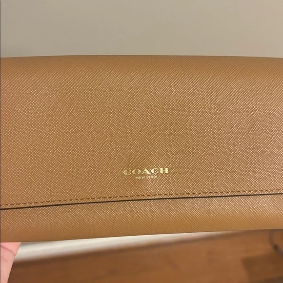 COACH Saffiano leather continental flap wallet toffee - Picture 2 of 5